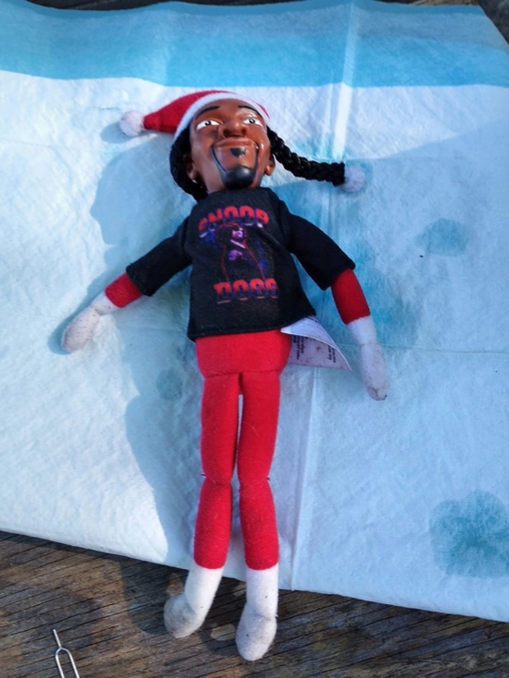Snoop on the Stoop Snoop Dogg Christmas Elf Plush Figurine Red & Black